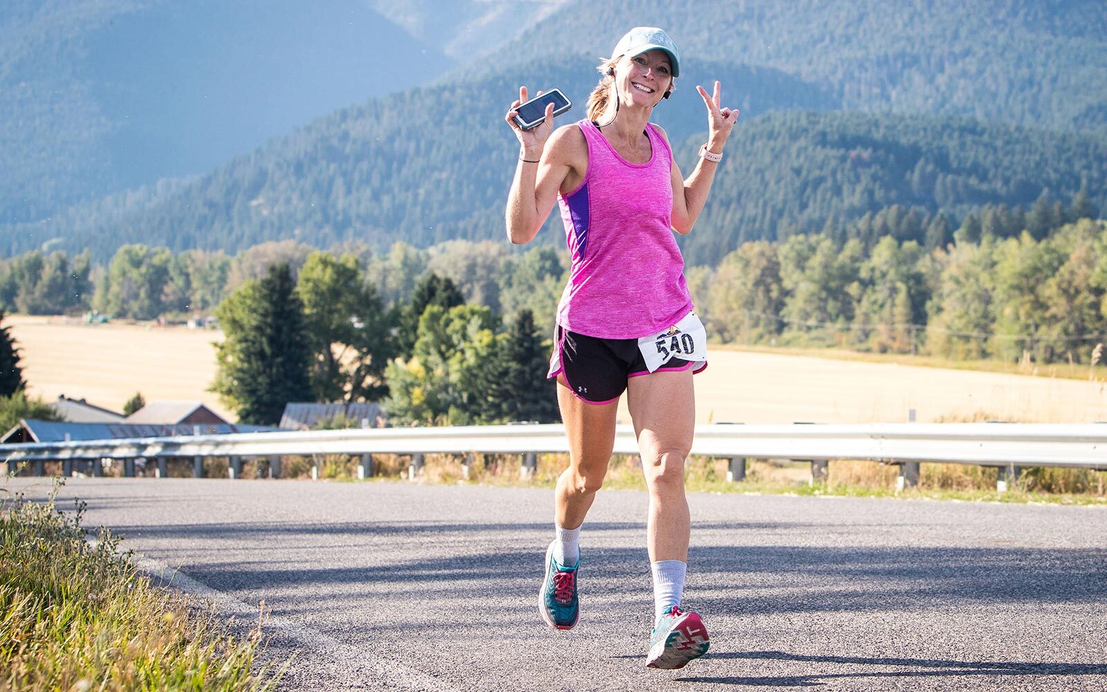 Woman running a marathon.
