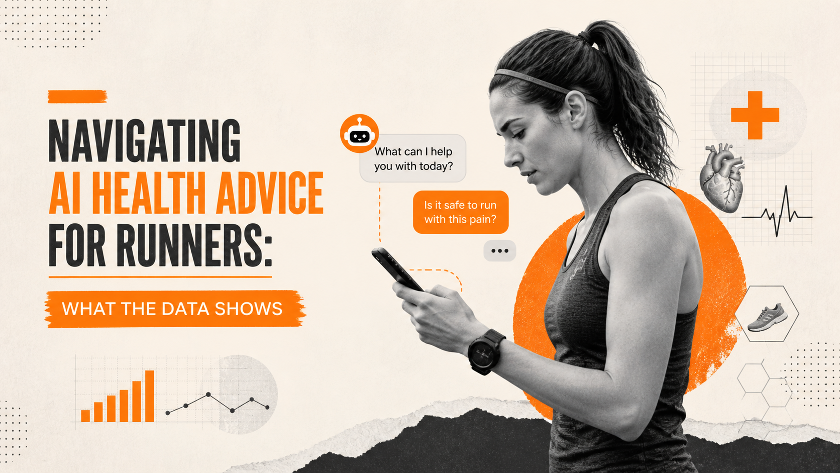 Featured image for a blog on AI health advice for runners. Woman asking a chatbot a question.