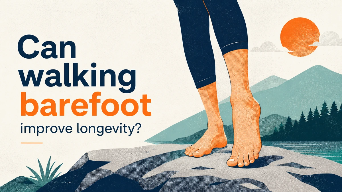 Illustration of a runner walking barefoot.